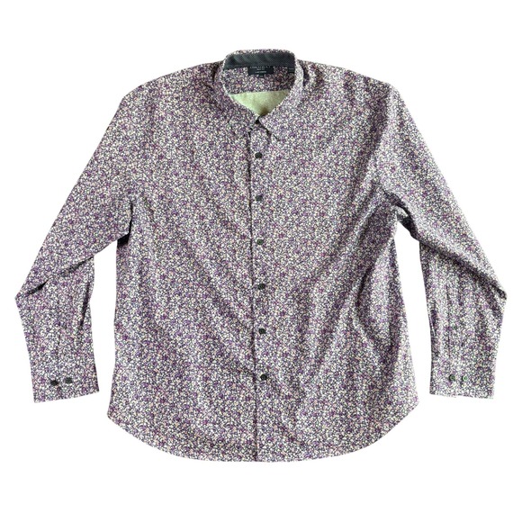 Con.Struct Other - Con.Struct Mens XXL Slim Fit Purple Floral 4 Way Stretch Button Down Shirt